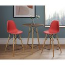 Ver imagem 1 de Mesa Bistrô Eames Eiffel Amêndoa Com 2 Banquetas Vermelhas De Madeira - Cor: Marrom