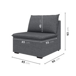 Sofá Modular Central 85cm Zen CabeCasa MadeiraMadeira - 3