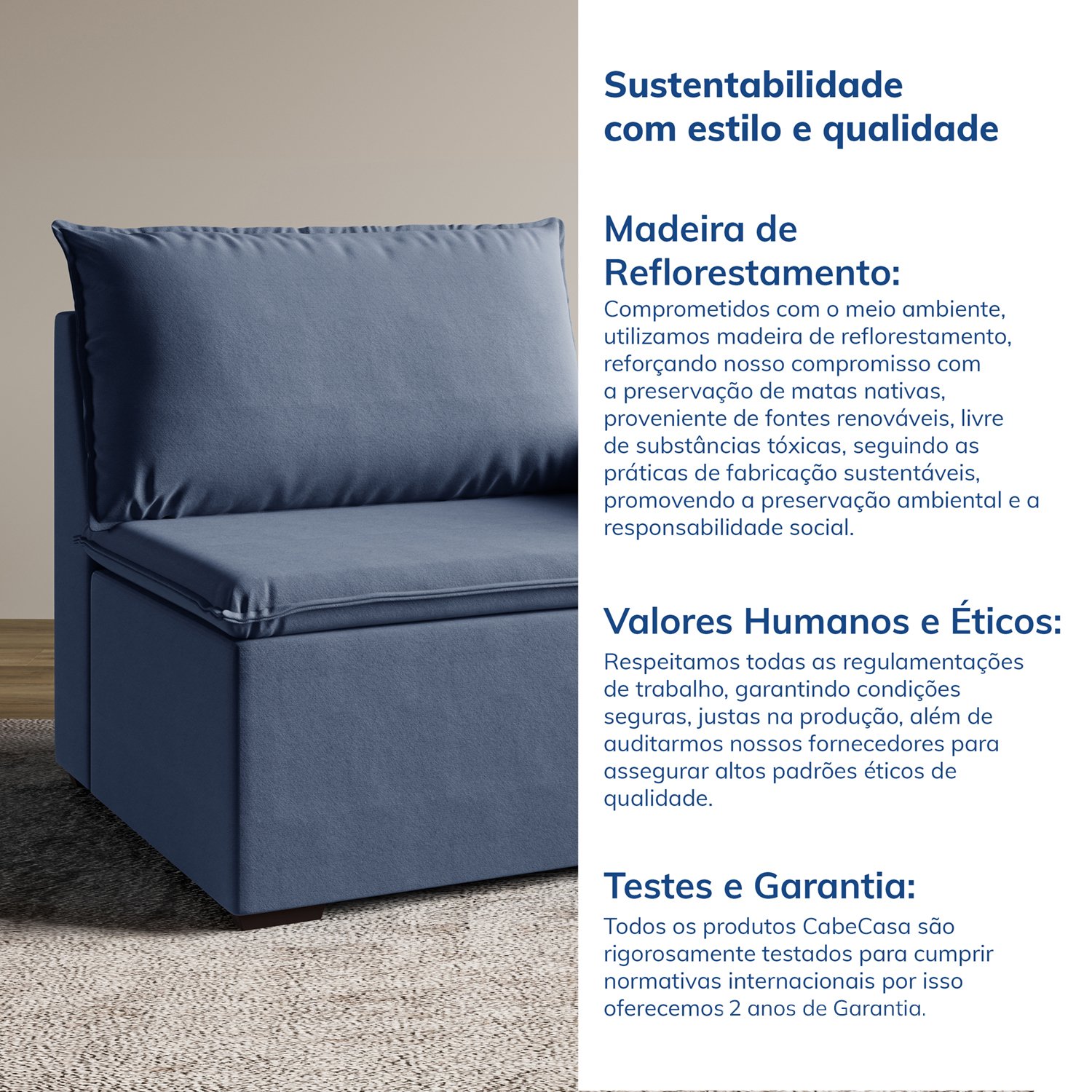 Sofá Modular com Braço Direito 105cm Zen Cabecasa Madeiramadeira - 9