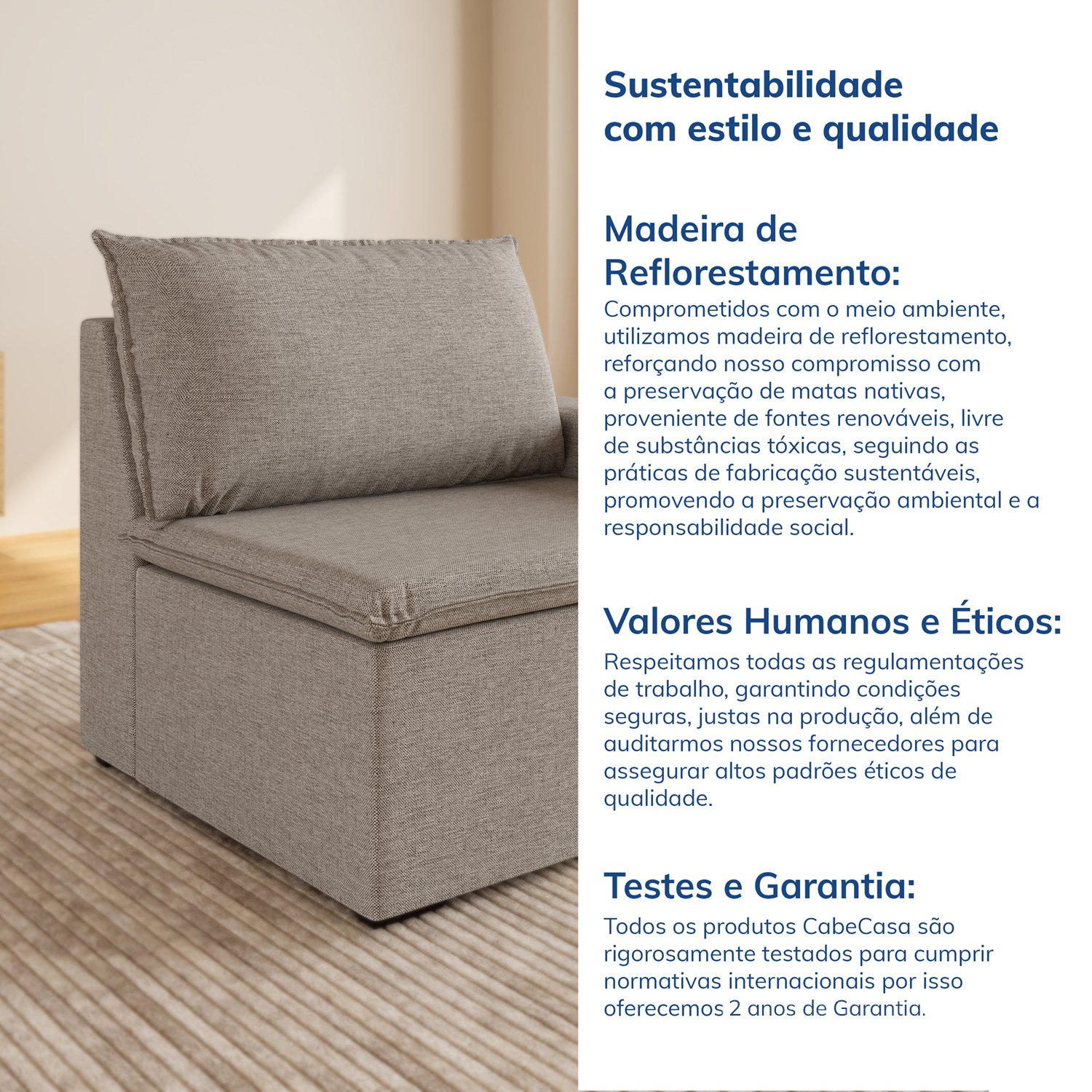 Sofá Modular com Braço Direito 105cm Zen Cabecasa Madeiramadeira - 9