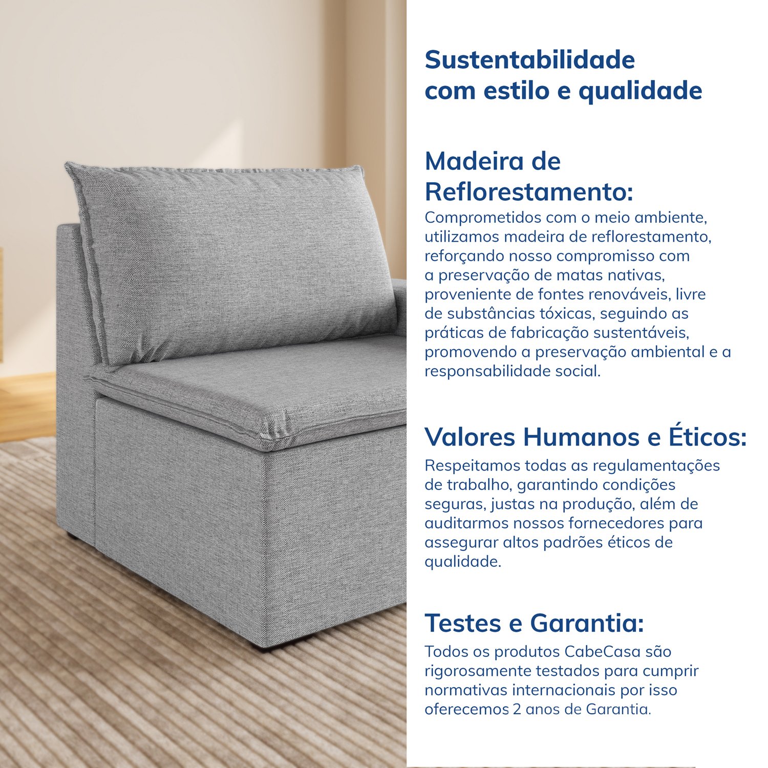 Sofá Modular com Braço Direito 105cm Zen Cabecasa Madeiramadeira - 9