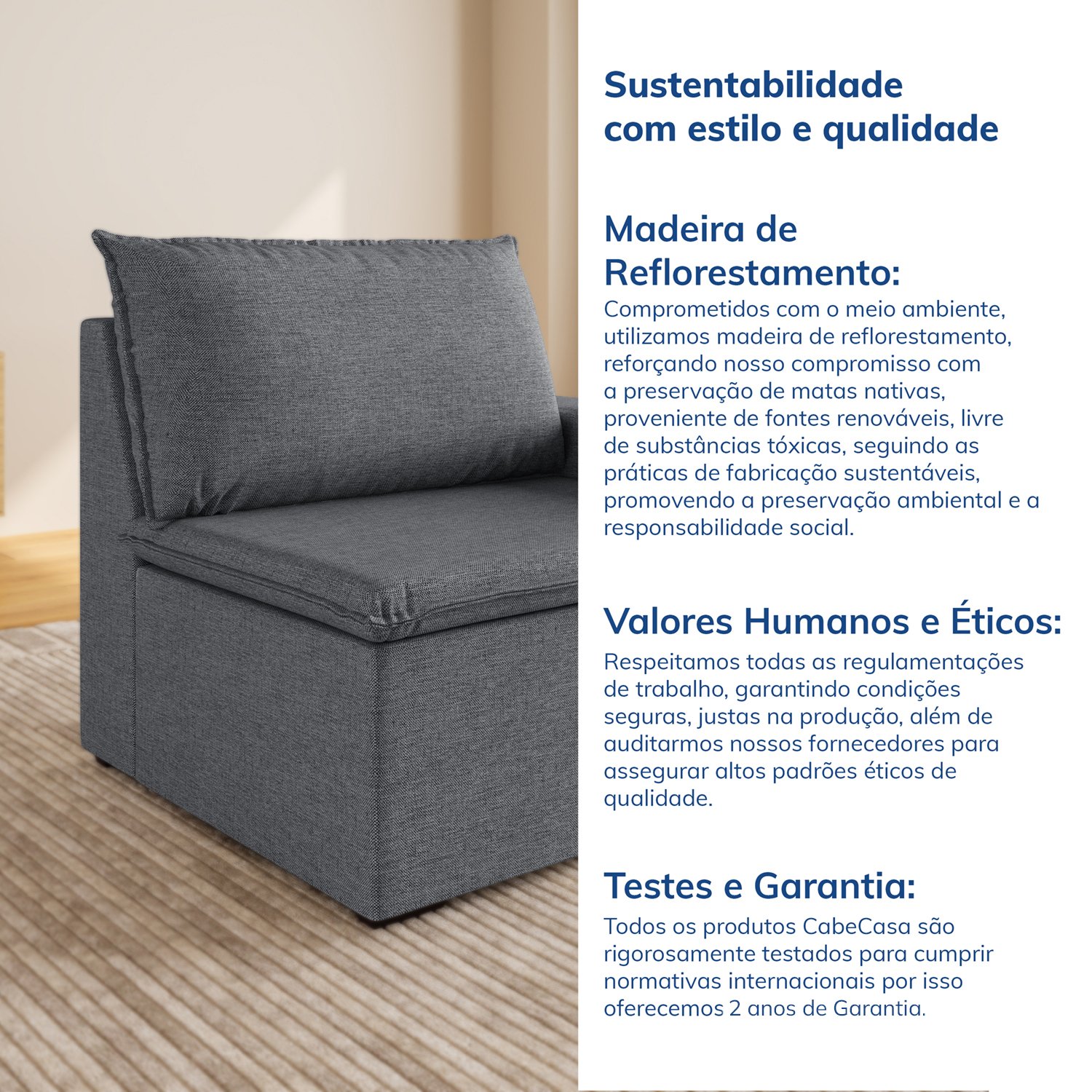 Sofá Modular com Braço Direito 105cm Zen Cabecasa Madeiramadeira - 9