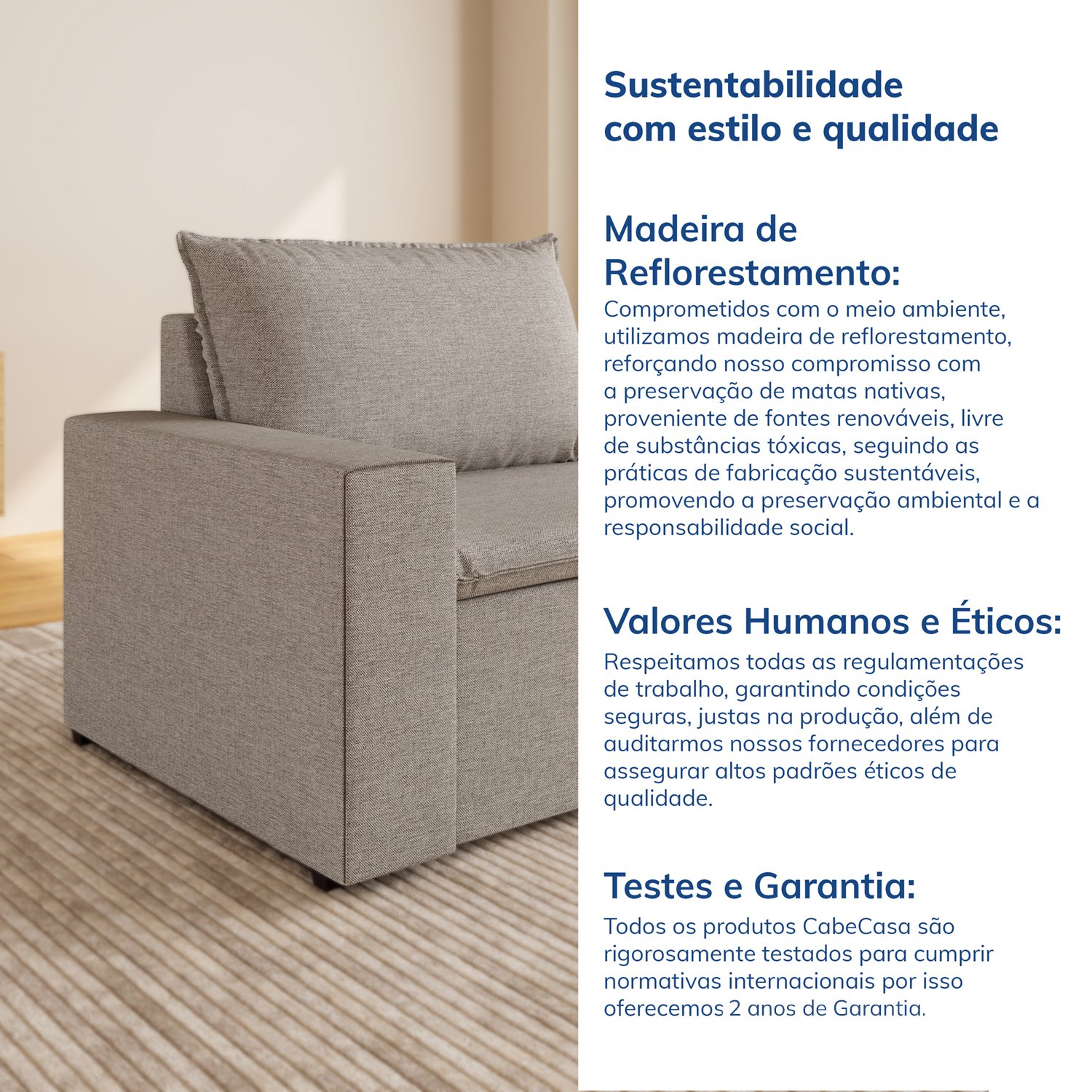 Sofá Modular Com Braço Esquerdo 105cm Zen CabeCasa MadeiraMadeira - 9