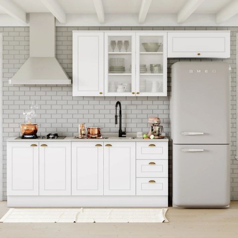 Cozinha Compacta 04 Peças com Aéreo para Geladeira Americana Henn