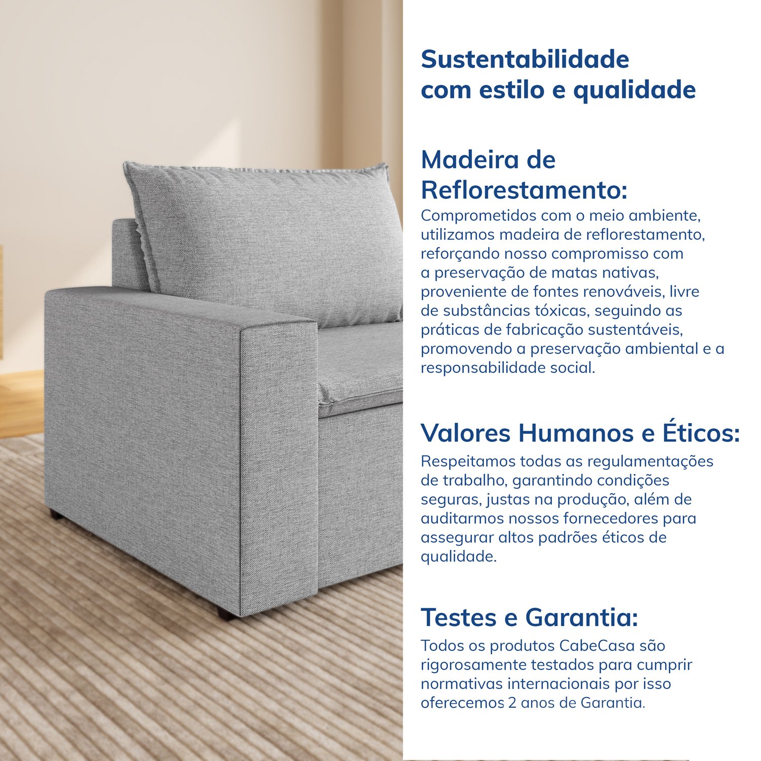 Sofá Modular Com Braço Esquerdo 105cm Zen CabeCasa MadeiraMadeira - 9