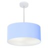 Lustre Pendente Cilíndrico Vivare Md-4100 Cúpula em Tecido 50x25cm - Azul Bebê - Bivolt - 1