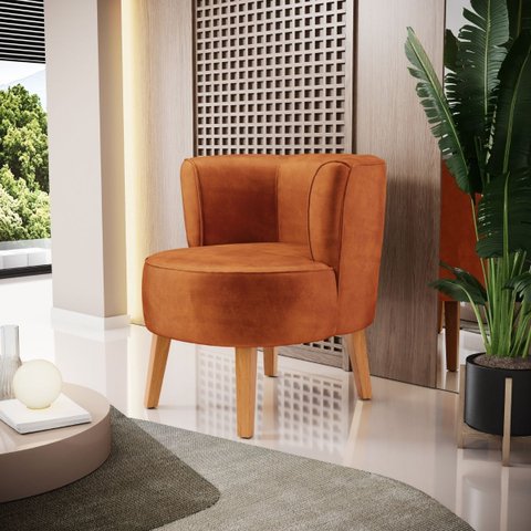 Cadeira Estofada para Sala de Estar Tecido Veludo Aconchegante Reforçada Ergonômica