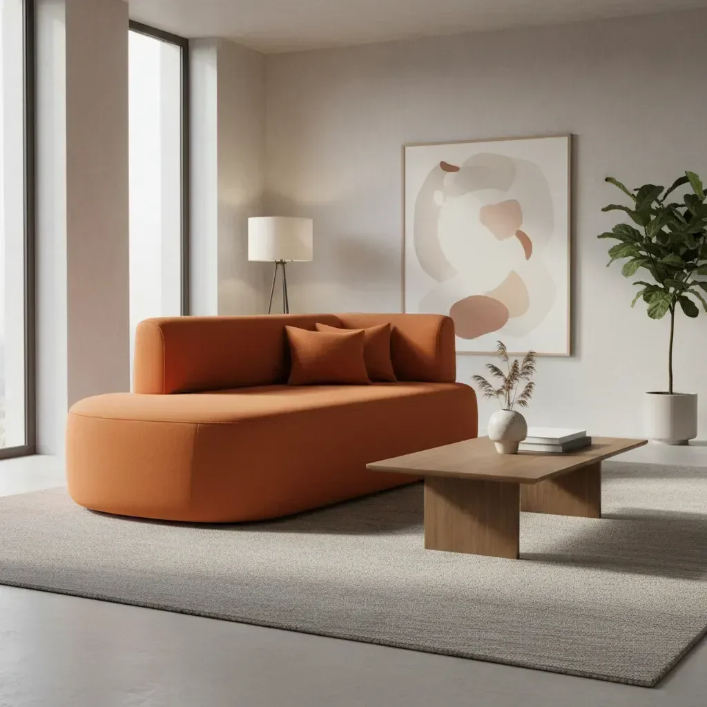 Ver imagem 3 de Sofá Orgânico Versátil Abby 210 Cm - Zahav Estofados:bouclê/terracota