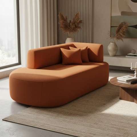 Sofá Orgânico Versátil Abby 210 Cm - Zahav Estofados:bouclê/terracota