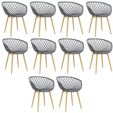 Kit com 10 Cadeiras com Braços Polipropileno Clarice Branco
