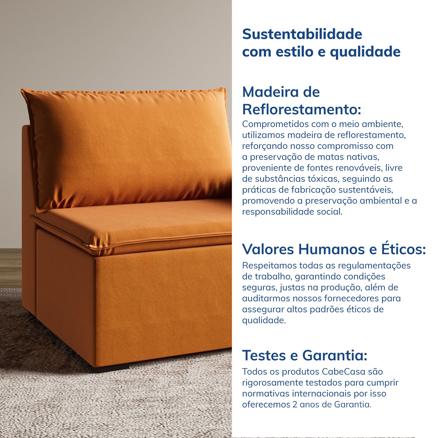 Sofá Modular com Braço Direito 105cm Zen Cabecasa Madeiramadeira - 9