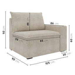 Sofá Modular Com Braço Direito 105cm Zen CabeCasa MadeiraMadeira - 3