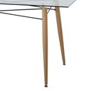 Ver imagem 2 de Mesa de Vidro Anm8083m Anima Office Retangular 180x90 Base Metal Preto Ferro Detalhe Imita Madeira