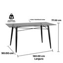 Ver imagem 3 de Mesa de Vidro Anm8083m Anima Office Retangular 180x90 Base Metal Preto Ferro Detalhe Imita Madeira