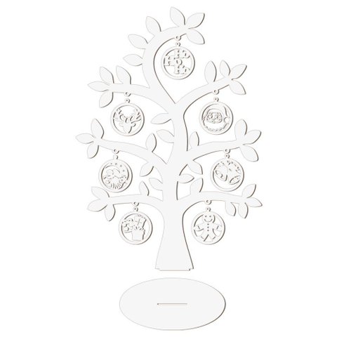 Árvore Branca com Bolinhas de Natal 28cmx40cm - Cria Arte Laser Branco