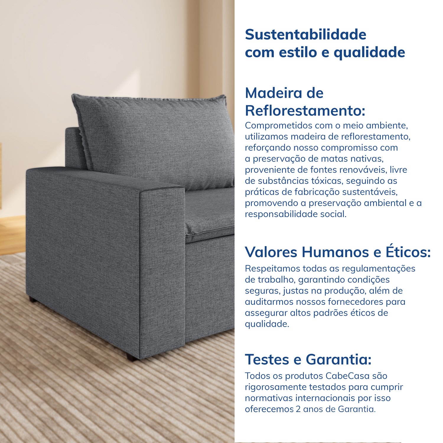 Sofá Modular Com Braço Esquerdo 105cm Zen CabeCasa MadeiraMadeira - 9