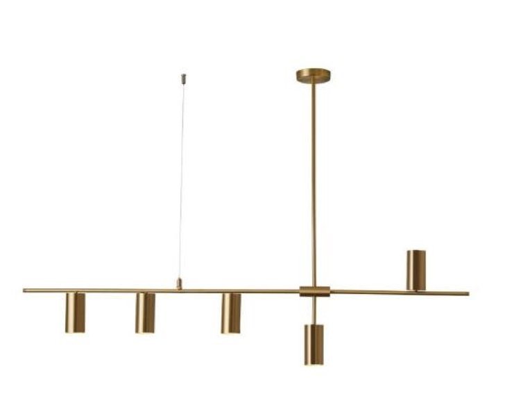 Pendente Moderno Slim Linear Para 5 Lâmpadas Mini Dicróicas- Luzes em 2 Direções - Cor Dourado - 1