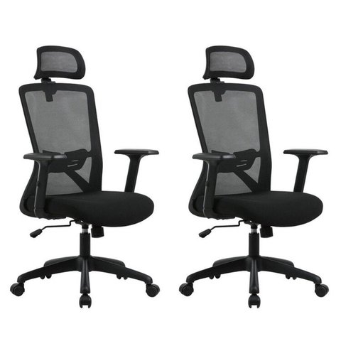 Kit com 2 Cadeiras para Escritório Presidente NR17 Office Dallas Preto Rivatti