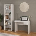 Ver imagem 1 de Conjunto 2 Peças com Escrivaninha com Gaveta e Estante para Livros 5 Prateleiras Branco 100% MDF