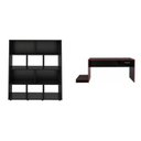 Ver imagem 2 de Conjunto 2 Peças com Mesa Gamer com Gaveta e Estante para Livros 10 Nichos Preto Vermelho 100% MDF