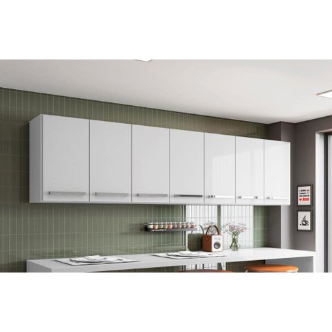 Armario Suspenso para Cozinha 7 Portas Branco Bangladesh Bela Casa