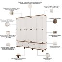 Ver imagem 5 de Guarda Roupa Casal Alegra S05 5 Portas 6 Gavetas MDF Off White Nogueira Lyam Decor 241cm