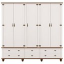 Ver mais imagens de Guarda Roupa Casal Alegra S05 5 Portas 6 Gavetas MDF Off White Nogueira Lyam Decor 241cm