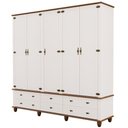 Ver imagem 2 de Guarda Roupa Casal Alegra S05 5 Portas 6 Gavetas MDF Off White Nogueira Lyam Decor 241cm
