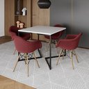 Ver imagem 1 de Jogo de Mesa Industrial Base Preta Tampo Quadrado 90cm Branco com 4 Poltronas Estofadas Vermelho