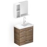 Kit Like Gabinete 1 Porta e 3 Gavetas 60x34 Lavatório Integrado Espelho Prateleira e Módulo - 1