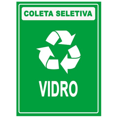 Placa Coleta Seletiva Condomínio Material Reciclável - Vidro Reciclável 15x20cm Tacolado 03 Unidades