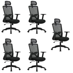 Kit com 5 Cadeiras para Escritório Presidente NR17 Office Dallas - 1