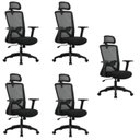 Ver imagem 1 de Kit com 5 Cadeiras para Escritório Presidente NR17 Office Dallas Preto Rivatti