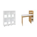 Ver imagem 2 de Conjunto 2 Peças com Escrivaninha com Nichos e Estante para Livros 10 Carvalho Branco