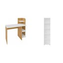 Ver imagem 2 de Conjunto 2 Peças com Escrivaninha 3 Praleiras com Estante para Livros 5 Prateleiras Branco Carvalho 100% MDF