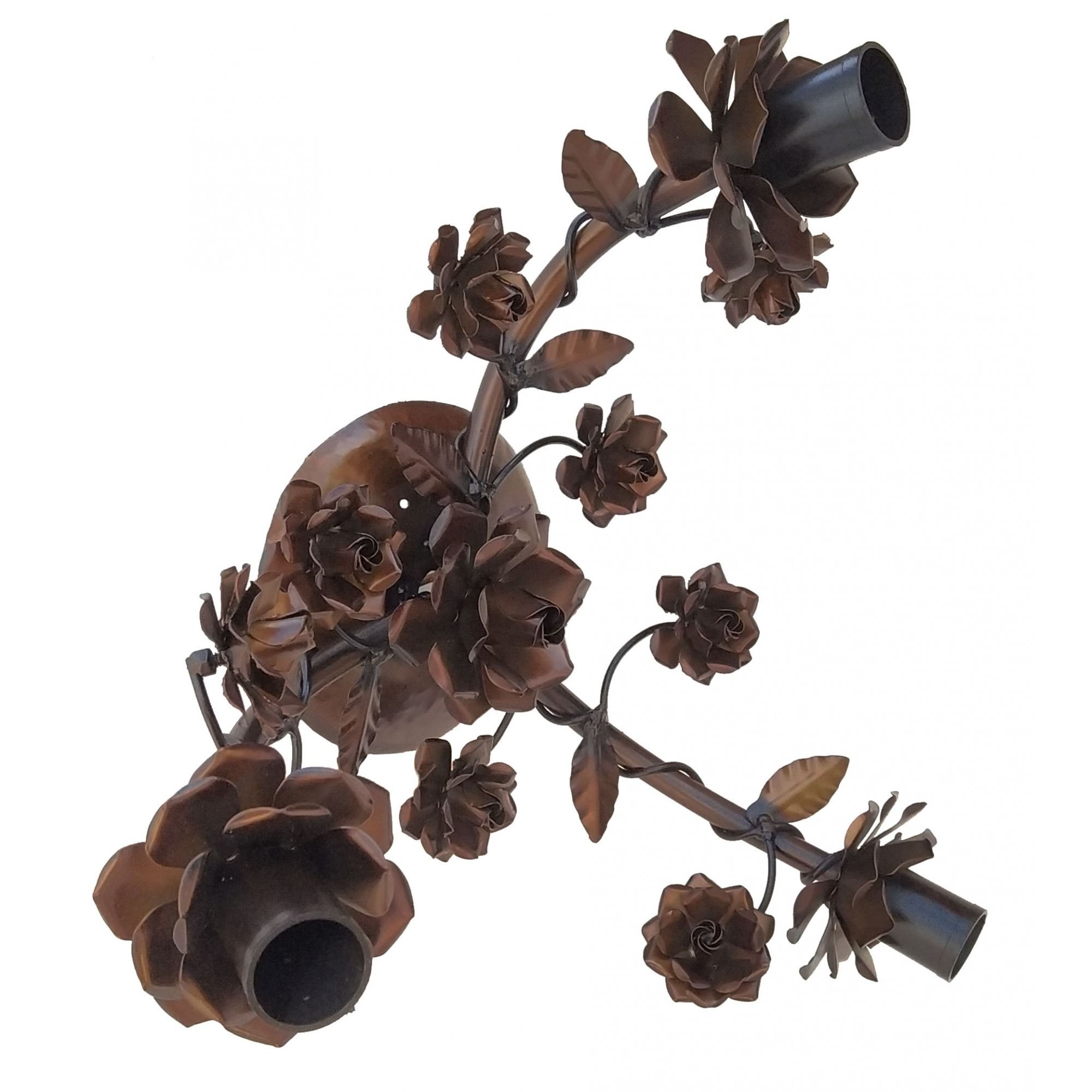 Luminária Arandela Decorativa Rustica Floral Bom Preço Libertas Rosas Artesanato Plafon Verniz - 6