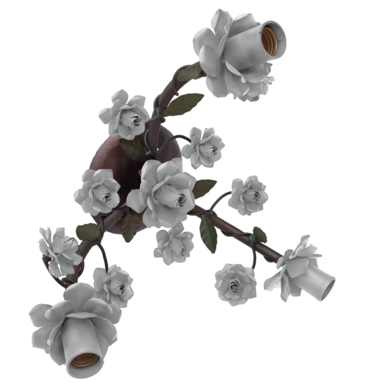 Luminária Arandela Decorativa Rustica Floral Bom Preço Libertas Rosas Artesanato Plafon Verniz - 1