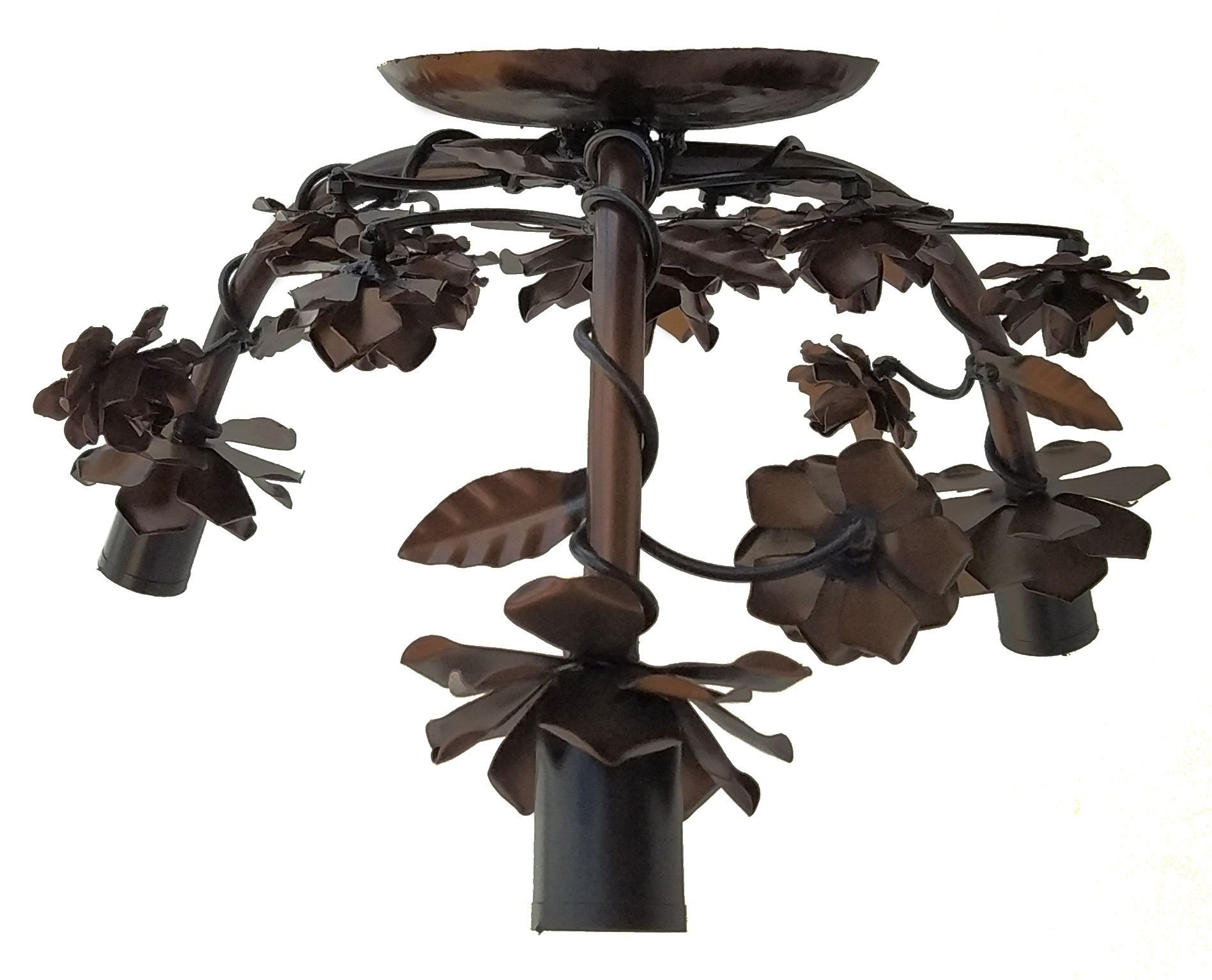 Luminária Arandela Decorativa Rustica Floral Bom Preço Libertas Rosas Artesanato Plafon Verniz - 9