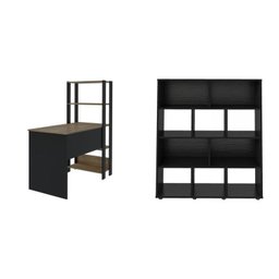 Kit 2 Peças com Escrivaninha Match e Estante para Livros 10 Nichos - 2