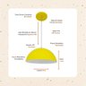 Luminária Pendente Esfera Lustre Led de Teto Lua 34 Texturado:amarelo - 2