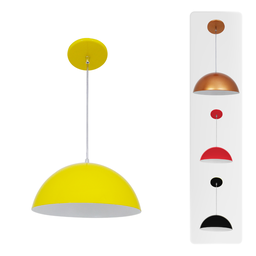 Luminária Pendente Esfera Lustre Led de Teto Lua 34 Texturado:amarelo - 3