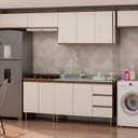 Ver imagem 1 de Cozinha Completa Modulada com Área de Serviço Integrada Bege/Ébano/Off White