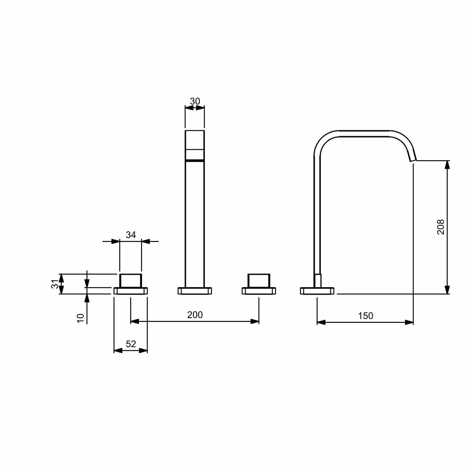 Misturador para Lavatório de Mesa 3 Furos de Bica Alta com Valvula Virtus Matte - 2