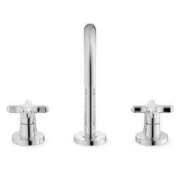 Misturador para Lavatório de Mesa 3 Furos Bica Alta com Válvula Cross - 5