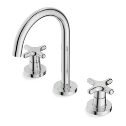 Misturador para Lavatório de Mesa 3 Furos Bica Alta com Válvula Cross - 4