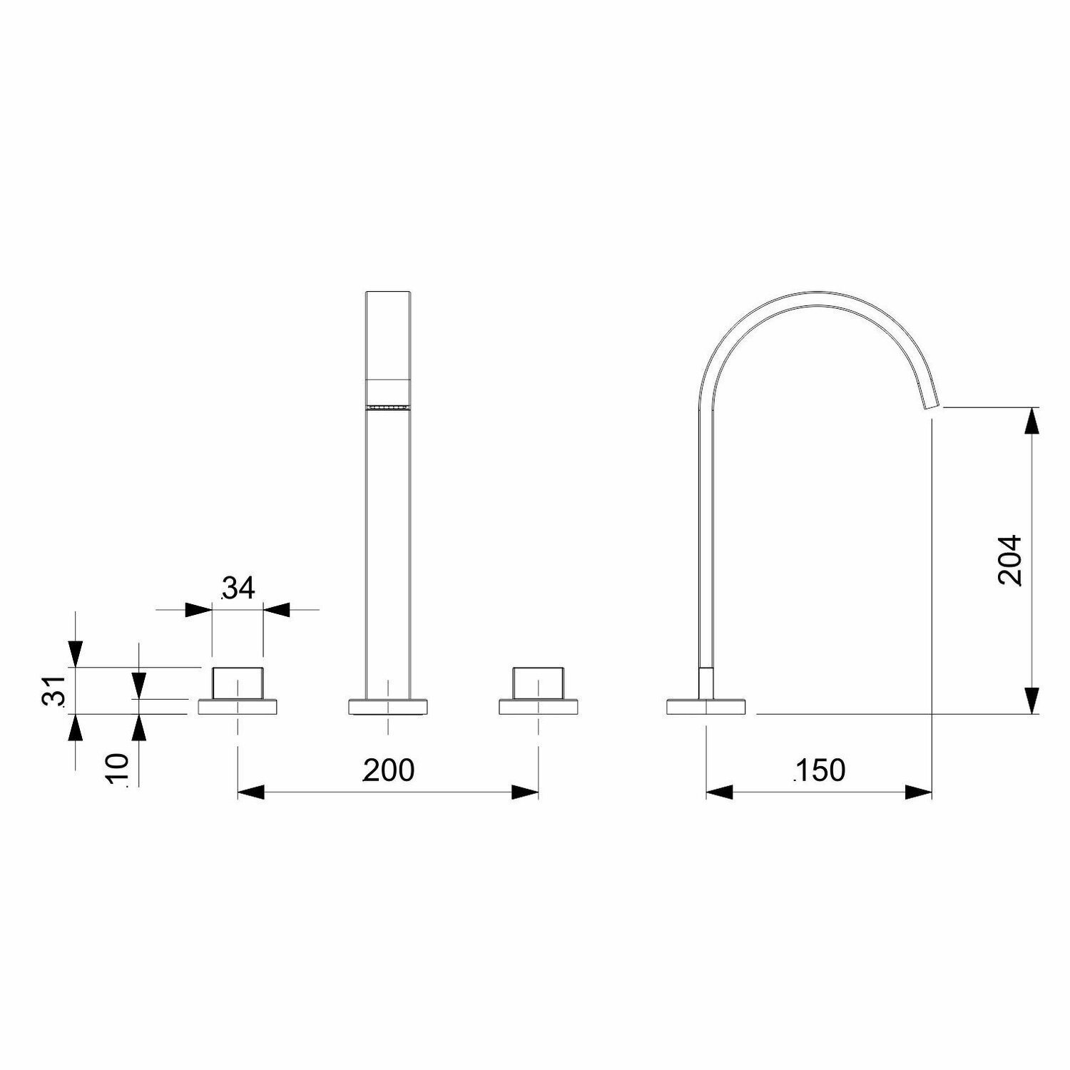 Misturador para Lavatório de Mesa 3 Furos Bica Alta com Válvula de Escoamento Flow - 2