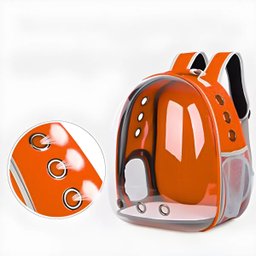 Mochila Pet Transporte Cães Gato Visão 360 Panorâmica Passeio Confortável: Cor:laranja - 3