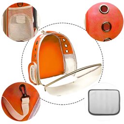 Mochila Pet Transporte Cães Gato Visão 360 Panorâmica Passeio Confortável: Cor:laranja - 5