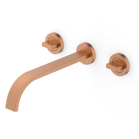Misturador para Lavatório de Parede com Válvula de Escoamento Flow Rose Gold Matte Celite