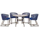 Ver imagem 1 de Mesa com 4 Cadeiras e Noronha Estofado 10 Trama Original Azul